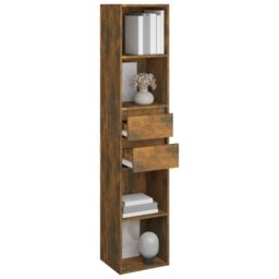 Berkfield Home Book Cabinet Smoked Oak 36x30x171 cm Engineered Wood in Brown - Size: 36 x 30 x 171 cm - thumbnail 6