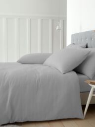 Catherine Lansfield 'Brushed Cotton' Duvet Cover Set in Grey - Size: Double - thumbnail 1