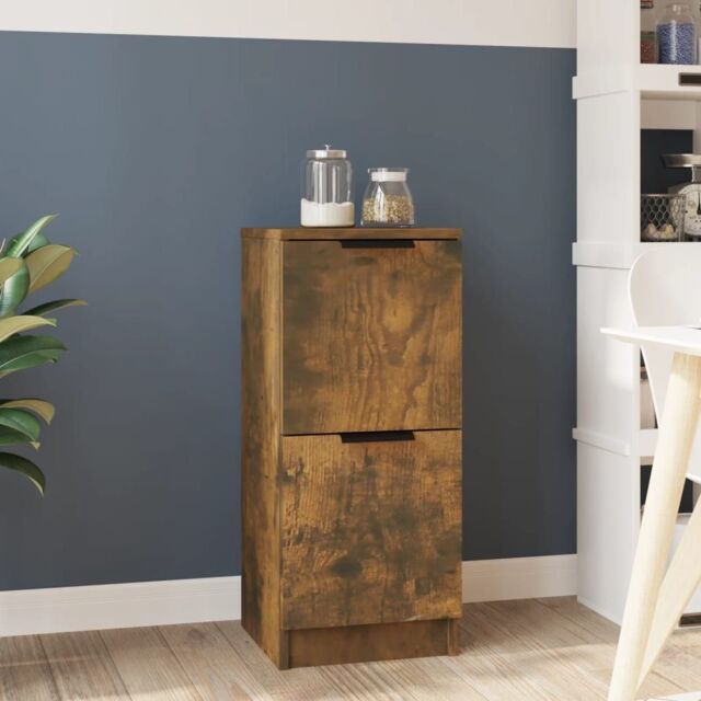 Berkfield Home Sideboard Smoked Oak 30x30x70 cm Engineered Wood in Brown - Size: 30 x 30 x 70 cm - image 1