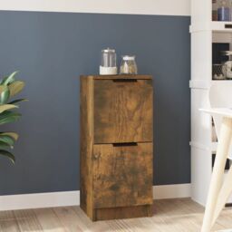 Berkfield Home Sideboard Smoked Oak 30x30x70 cm Engineered Wood in Brown - Size: 30 x 30 x 70 cm - thumbnail 1