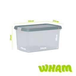 Wham Clip 3x 14L Rectangular Plastic Storage Boxes with Clip Lock Lids in Green - thumbnail 5