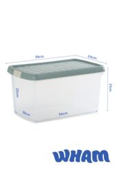 Wham Clip 3x 14L Rectangular Plastic Storage Boxes with Clip Lock Lids in Green - thumbnail 6