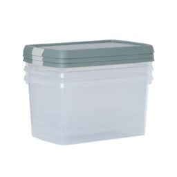 Wham Clip 3x 14L Rectangular Plastic Storage Boxes with Clip Lock Lids in Green - thumbnail 4