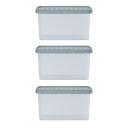 Wham Clip 3x 14L Rectangular Plastic Storage Boxes with Clip Lock Lids in Green