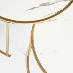 OHS Manhattan Round Nesting Side Coffee Table Set of 2 in White - thumbnail 3