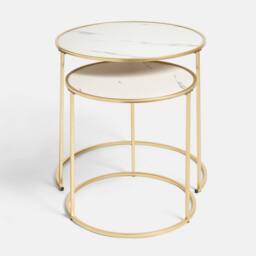 OHS Manhattan Round Nesting Side Coffee Table Set of 2 in White - thumbnail 2