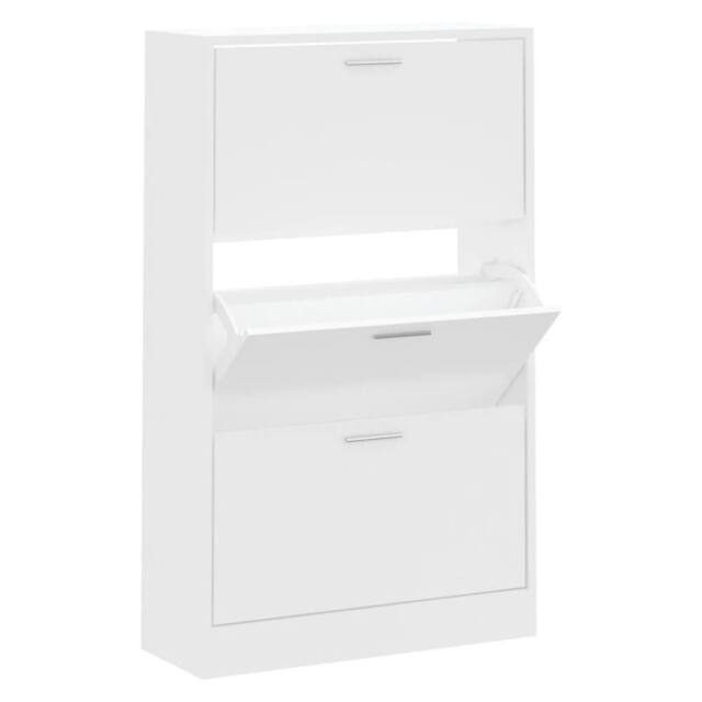 Berkfield Home Shoe Cabinet White 63x24x103 cm Engineered Wood - Size: 63 x 24 x 103 cm