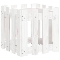 Berkfield Home Garden Planter with Fence Design White 40x40x40 cm Solid Wood Pine - Size: 40 x 40 x 40 cm