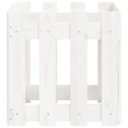 Berkfield Home Garden Planter with Fence Design White 40x40x40 cm Solid Wood Pine - Size: 40 x 40 x 40 cm - thumbnail 6