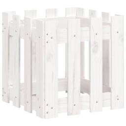 Berkfield Home Garden Planter with Fence Design White 40x40x40 cm Solid Wood Pine - Size: 40 x 40 x 40 cm - thumbnail 4