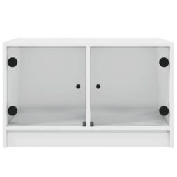 Berkfield Home Coffee Table with Glass Doors White 68x50x42 cm - Size: 68 x 50 x 42 cm - thumbnail 6