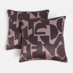 OHS 2 x Abstract Print Matte Velvet Cushion Covers in Brown - Size: 45 cm x 45 cm - thumbnail 3