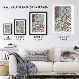 "Artery8 Periwinkle Flower Pattern Vintage Floral Wall Art Print Verneuil in Blue - Size: W24"" x H32""" - thumbnail 3