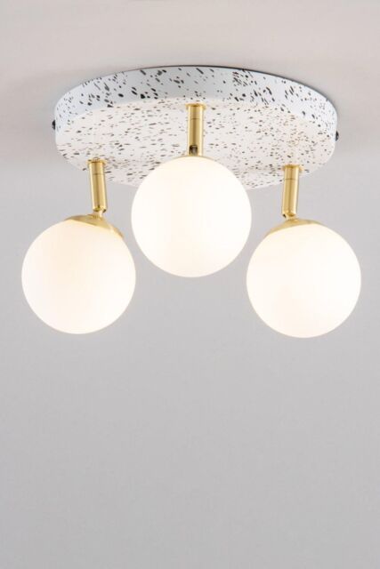 BHS Lighting Lott Triple Spotlight Plate Ceiling Light in Gold - image 1