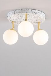 BHS Lighting Lott Triple Spotlight Plate Ceiling Light in Gold - thumbnail 1