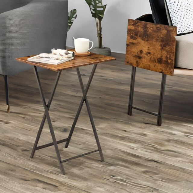 Rafaelo Mobilia Set of 2 Folding Tables in Brown - image 1