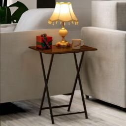 Rafaelo Mobilia Set of 2 Folding Tables in Brown - thumbnail 2