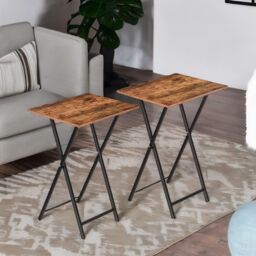 Rafaelo Mobilia Set of 2 Folding Tables in Brown - thumbnail 4