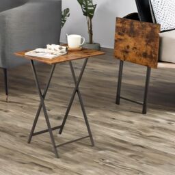 Rafaelo Mobilia Set of 2 Folding Tables in Brown - thumbnail 1