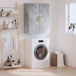 Berkfield Home Wall Mounted Cabinet Concrete Grey 69.5x34x90 cm - thumbnail 2