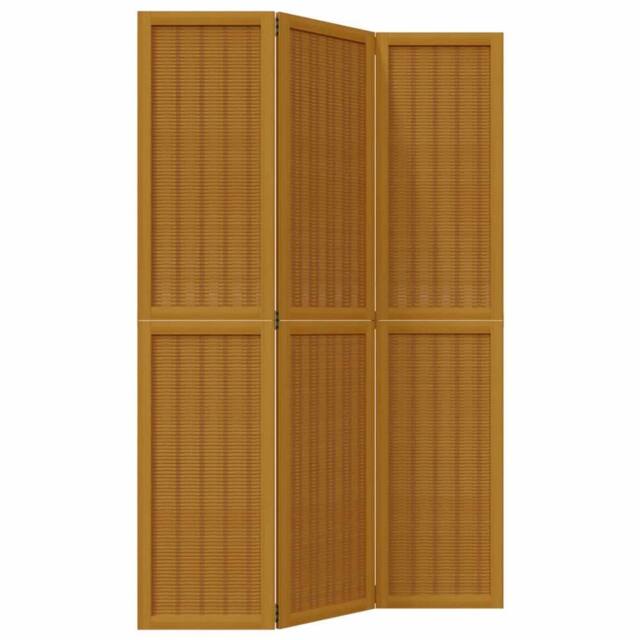 Berkfield Home Room Divider 3 Panels Brown Solid Wood Paulownia - image 1