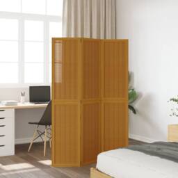 Berkfield Home Room Divider 3 Panels Brown Solid Wood Paulownia - thumbnail 3