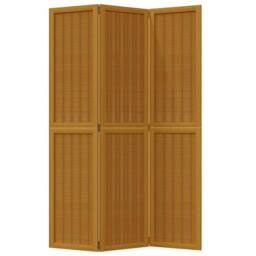Berkfield Home Room Divider 3 Panels Brown Solid Wood Paulownia - thumbnail 4