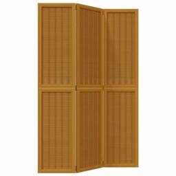 Berkfield Home Room Divider 3 Panels Brown Solid Wood Paulownia - thumbnail 1