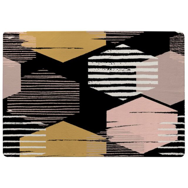 Benjamin Tate Design Yellow White & Pink Hexagons Rug in Natural - Size: Large - image 1