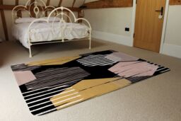 Benjamin Tate Design Yellow White & Pink Hexagons Rug in Natural - Size: Large - thumbnail 3