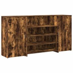 Berkfield Home Reception Desk Smoked Oak 200x50x103.5 cm Engineered Wood in Brown - thumbnail 1