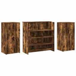 Berkfield Home Reception Desk Smoked Oak 200x50x103.5 cm Engineered Wood in Brown - thumbnail 7