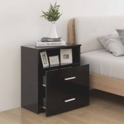 Berkfield Home Bed Cabinet Black 50x32x60 cm - Size: 50 x 32 x 60 cm - thumbnail 3
