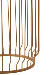 Orsina Marble Top Round Side Table With Wireframe Base, Gold Finish Iron Cage Frame, White Marble Table - thumbnail 9