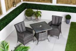 Thats Furniture Savannah Square Rattan Garden Bistro Table & Chairs Set 2 Seater in Grey - thumbnail 4