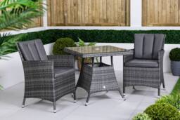 Thats Furniture Savannah Square Rattan Garden Bistro Table & Chairs Set 2 Seater in Grey - thumbnail 3
