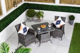Thats Furniture Savannah Square Rattan Garden Bistro Table & Chairs Set 2 Seater in Grey - thumbnail 2