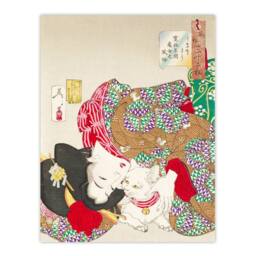"Artery8 Yoshitoshi Woman With Pet Cat Vintage Japanese Ukiyo-e Wall Art Print - Size: W12"" x H16""" - thumbnail 1