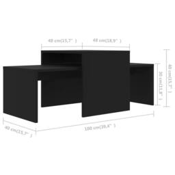 Berkfield Home Coffee Table Set Black 100x48x40 cm Engineered Wood - Size: 100 x 48 x 40 cm - thumbnail 7