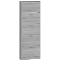 Berkfield Home Shoe Cabinet Grey Sonoma 59x17x169 cm Engineered Wood - Size: 59 x 17 x 169 cm - thumbnail 5