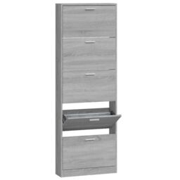 Berkfield Home Shoe Cabinet Grey Sonoma 59x17x169 cm Engineered Wood - Size: 59 x 17 x 169 cm - thumbnail 2