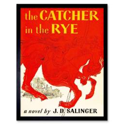 "Artery8 Book Cover Catcher Rye Salinger Classic Horse City Novel Framed Art in Red - Size: W12"" x H16""" - thumbnail 1