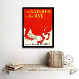 "Artery8 Book Cover Catcher Rye Salinger Classic Horse City Novel Framed Art in Red - Size: W12"" x H16""" - thumbnail 2