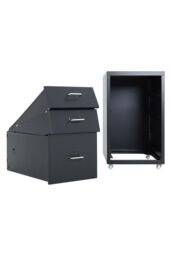 Living and Home 3 Drawers Vertical File Cabinet with Wheels Living Room Storage Cabinet Bedroom Black Bedside Table - thumbnail 5