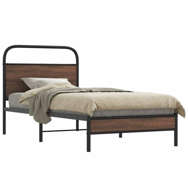 Berkfield Home Bed Frame without Mattress 100x190 cm Brown Oak Engineered Wood - image 1