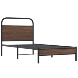 Berkfield Home Bed Frame without Mattress 100x190 cm Brown Oak Engineered Wood - thumbnail 3