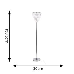 ValueLights Kelsks Chrome Floor Lamp with Jewel Droplet Lamp Shade in Silver - thumbnail 8