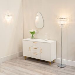 ValueLights Kelsks Chrome Floor Lamp with Jewel Droplet Lamp Shade in Silver - thumbnail 3