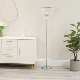 ValueLights Kelsks Chrome Floor Lamp with Jewel Droplet Lamp Shade in Silver - thumbnail 5