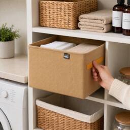 Kelvenix Brown 8 Pack Fabric Storage Bins with Handles - thumbnail 4